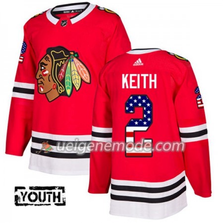 Kinder Eishockey Chicago Blackhawks Trikot Duncan Keith 2 Adidas 2017-2018 Rot USA Flag Fashion Authentic